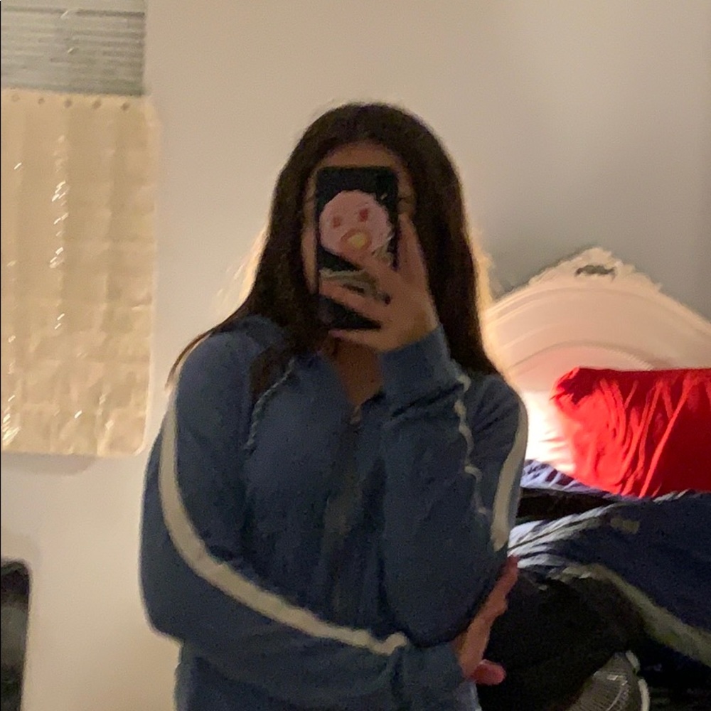blue zip up